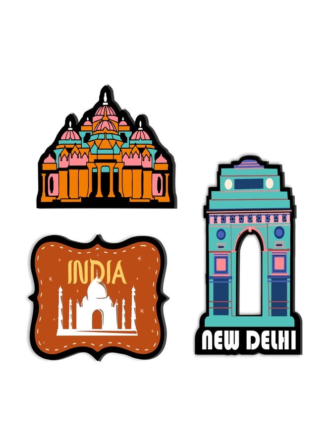 Giftplease India Gate Delhi Fridge Magnets- Set of 3 | Travel Souvenir | Refrigerator Magnet | Gifts | Decorative Items for Kitchen Fridge Magnets Set | Multicolor (FM_35) - Image 1